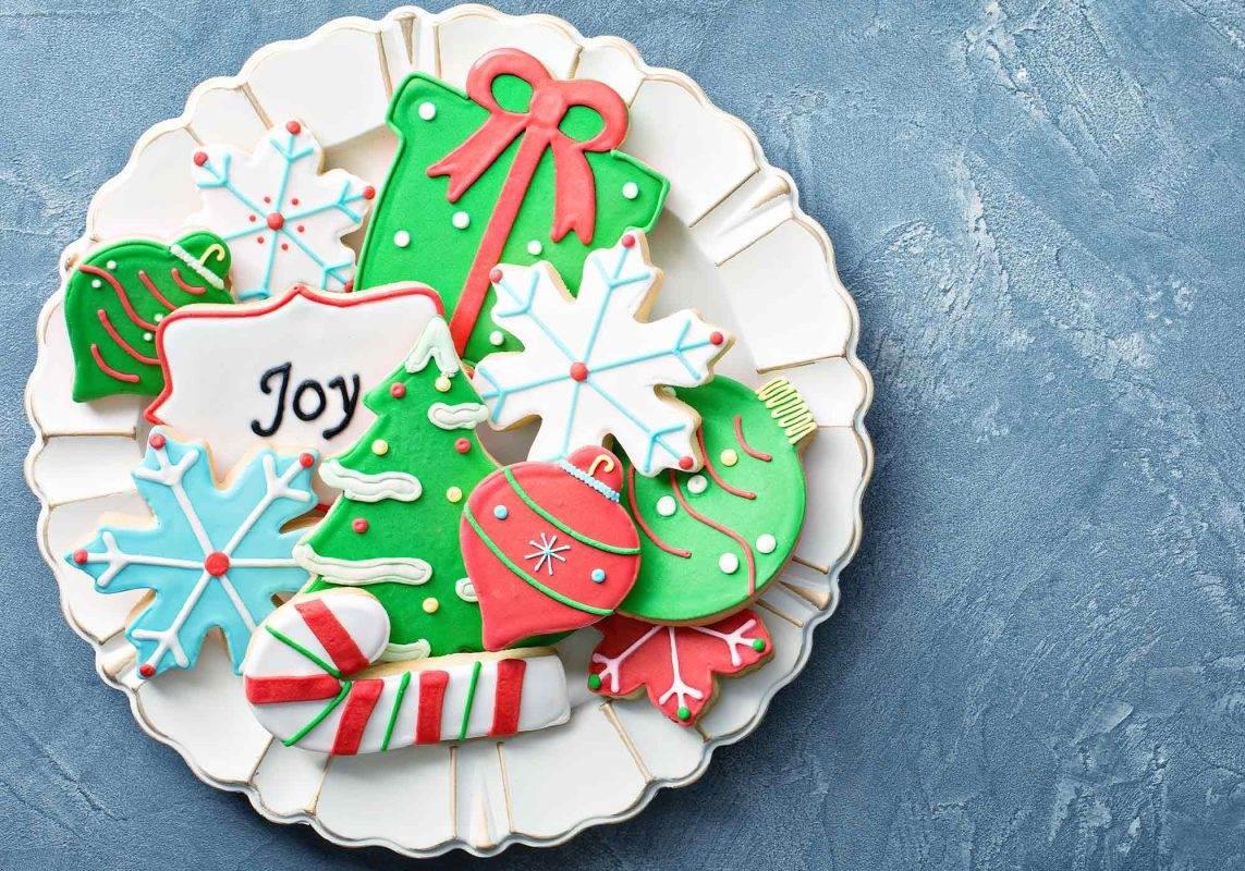 christmas sugar cookies on a plate