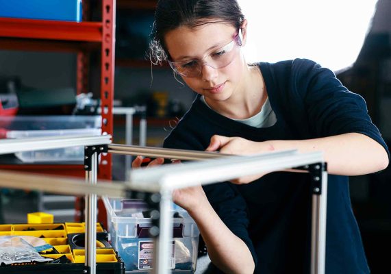 child working on a science project at Blue Ridge Boost in Charlottesville