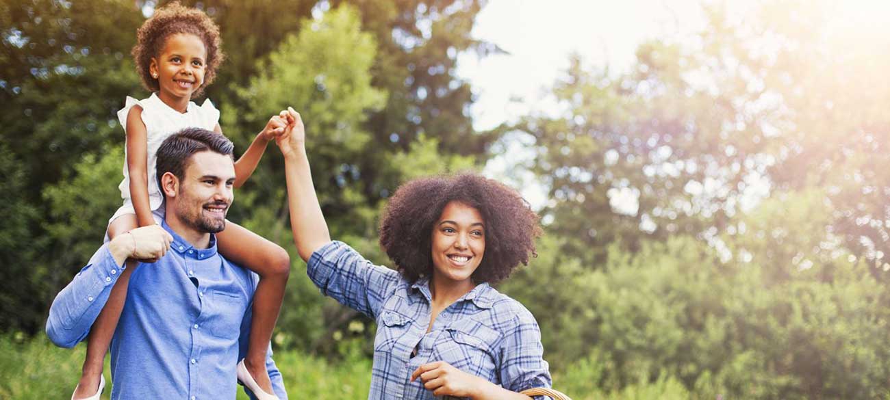 A family playing in the park