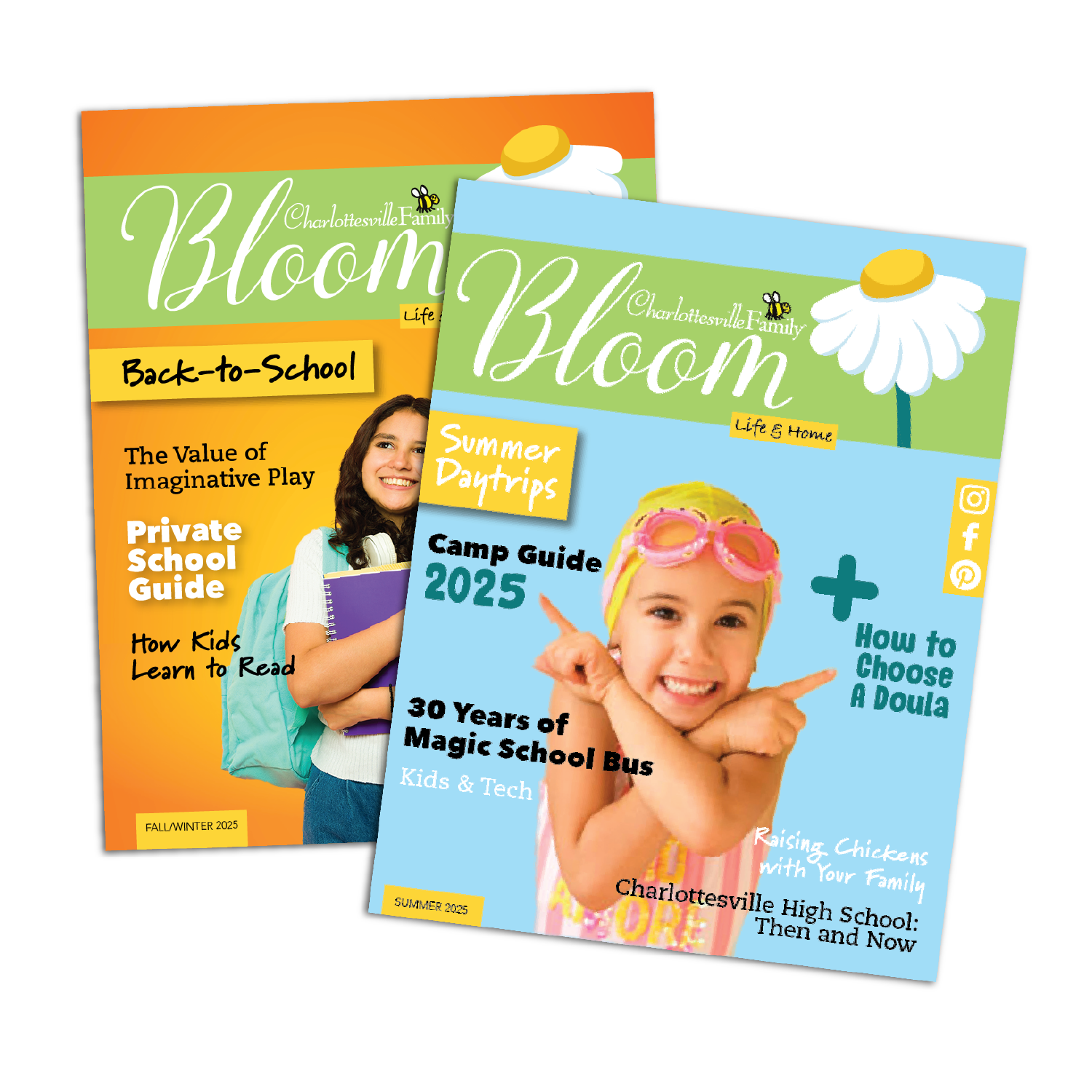 2025 covers of CharlottesvilleFamily Magazine for Central Virginia parents - Central Virginia, parent resources, Charlottesville, parenting, for kids